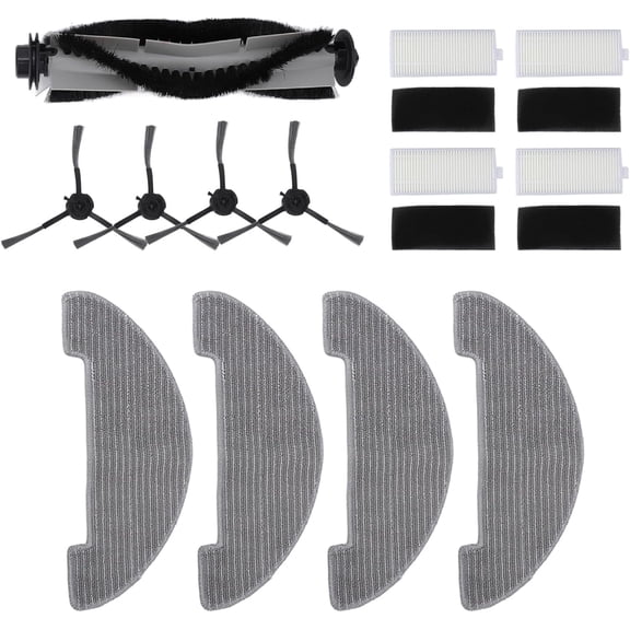 Replacement Parts for Robot Vacuum Cleaner - Main Brush, Side Brushes, Filters & Mop Cloths Set, High Efficiency ABS Accessories Compatible with Most Robot Vacuums
