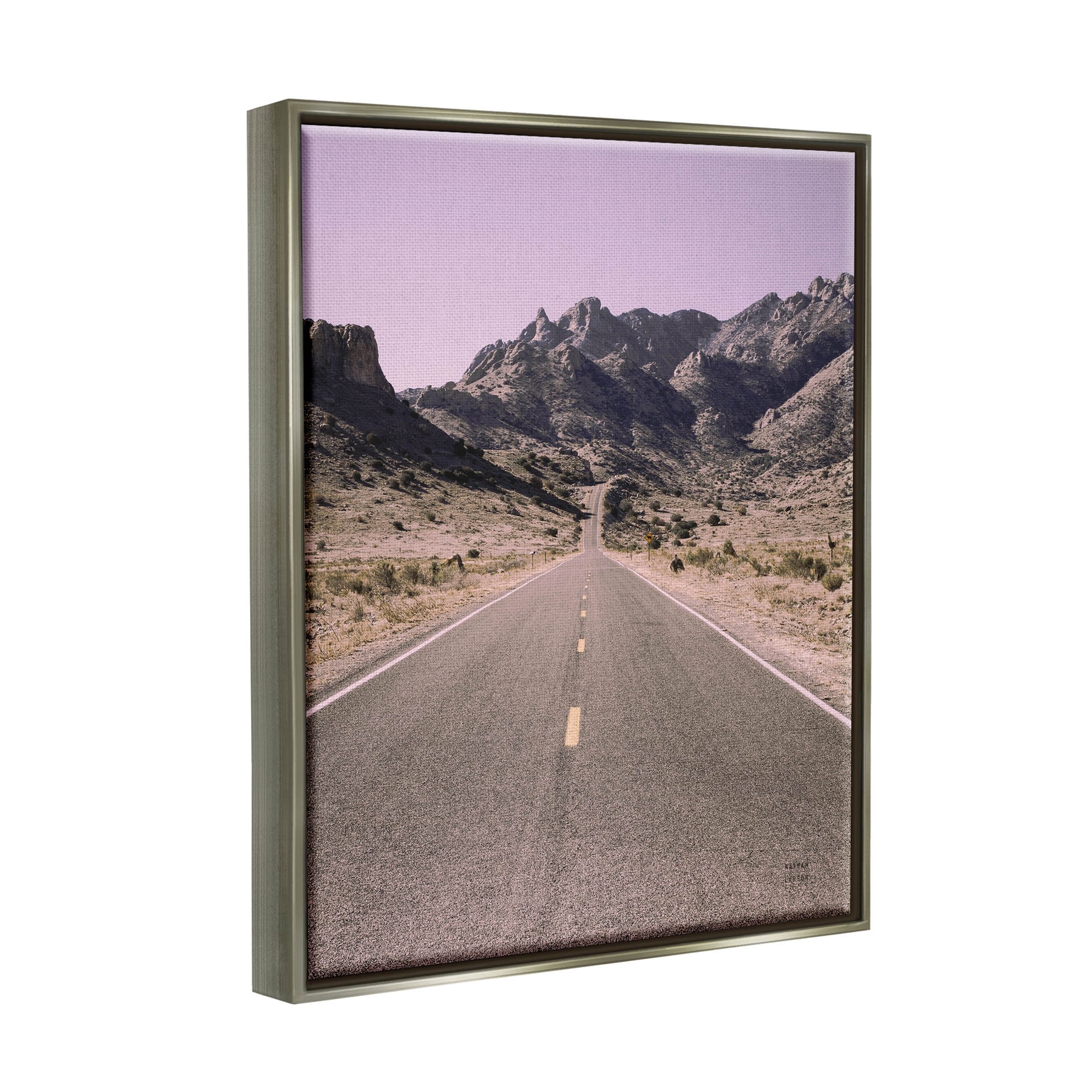 Stupell Industries Endless Desert Canyon Road Purple Sky Photograph Luster Gray Floating Framed Canvas Print Wall Art, Design by Nathan Larson