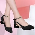 thumbnail image 7 of Spring and Summer Shallow Shoes for Women Wide Width Comfortable Mouth Women Single Shoes for Women Dress Thick Heel Buckle Pointed Women's formal Shoes Toe Shoes Metal Decoration, 7 of 7