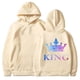thumbnail image 3 of Nuevas sudaderas con capucha y manga larga con estampado de REINA Y REY para parejas, para hombre y mujer, 3 of 5