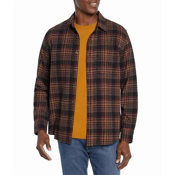 Eddie Bauer Men's Flannel Shirt (Night Sky Ohio Plaid, Small)