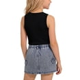 thumbnail image 5 of Girls 2Pcs Skirts Sets Outfits Summer Short Sleeve Crewneck Tops and Denim Vintage Skirts Versatile Cute Bow Print Tops School Outfits Casual Children Clothes Age 2-8 Years Black 3-4Years, 5 of 7