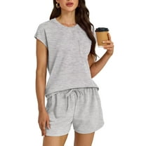 FOLUNSI Womens Two Piece Sets Casual Cap Sleeve with shorts Lounge Set Vacation Outfits Pajama Sets with Pocket S-XXL