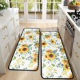 thumbnail image 4 of Kitchen Rugs Sets Of 2,White Sunflower Green Leaf Pattern Anti Fatigue Kitchen Mat Rugs Non Slip Washable,Decorative Kitchen Floor Mats for Kitchen,Sink,Laundry,17"x47"+17"x47", 4 of 5