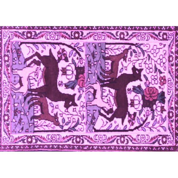 Ahgly Company Indoor Rectangle Persian Purple Traditional Area Rugs, 5' x 7'