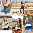thumbnail image 3 of NAYTOAO Crew Neck Color Block Patchwork Sweater for Women Casual Long Sleeve Tunic Pullover Knit Tops Black XL, 3 of 7