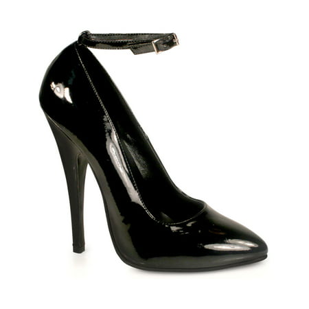 6 Inch Sexy High Heel Shoe Class Pump With Ankle Strap Black