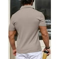 thumbnail image 6 of Aiyino Men's Muscle Stretch V Neck Polo Shirts Slim Fit Short Long Sleeve Golf T-Shirts Ribbed Knit Soft Tees Workout Tee Casual Polos, 6 of 7
