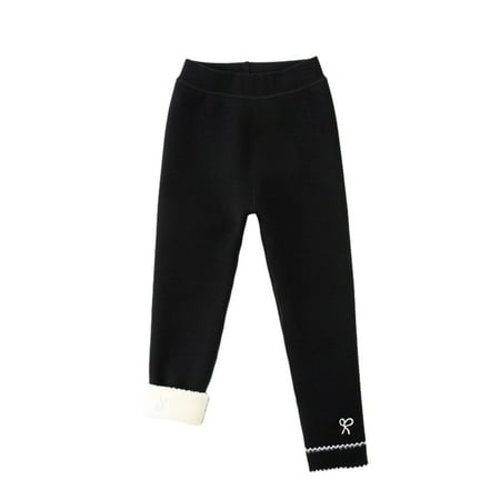 

Leesechin on Clearance Winter Girls Warm Fleece Lined Leggings Elastic Cotton Pants Suitable For 1-8 Years Old