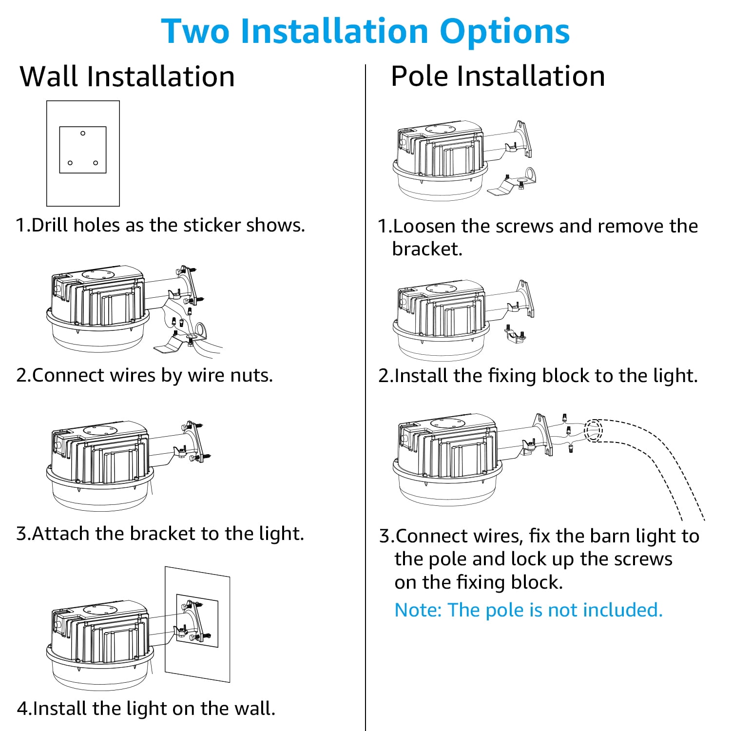 LEONLITE LED Outdoor Barn Light, Dusk to Dawn 80W LED Security Light, for  Garage, Yard, Parking Lots, 5000K Daylight - Walmart.com