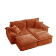 thumbnail image 4 of Aukfa 81" Oversized Modular Sectional Sofa, Corduroy Upholstered Cloud Couch with Two Ottomans, Deep Seat Comfy Sofa Set for Living Room, Orange, 4 of 7