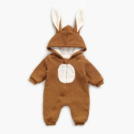 PInxai Winter Clothes for Kids Zipper Front Warming Long Sleeve Footless Thick Jumpsuits Cute Snowsuit Outfits Coffee 2 Years