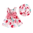thumbnail image 1 of Hfolob Robes d'Été pour Filles Enfants à Fleurs avec Nœud Papillon Bébé Sans Manches Jupe à Bretelles avec Chapeau Robe Fluide de Plage Robes Décontractées 1-2 Ans, 1 of 4
