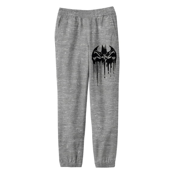 Batman Mask as Logo Drip Icon Athletic Heather Youth Sweatpants-M