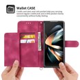 thumbnail image 3 of Jiahe Cover for Samsung Galaxy Z Fold 3, Wallet Case with Card Holder,Embossde Flower Flip Leather Magnetic Shockproof Card Slots Stand with Shoulder Strap Full Body Cover Case, winered, 3 of 8