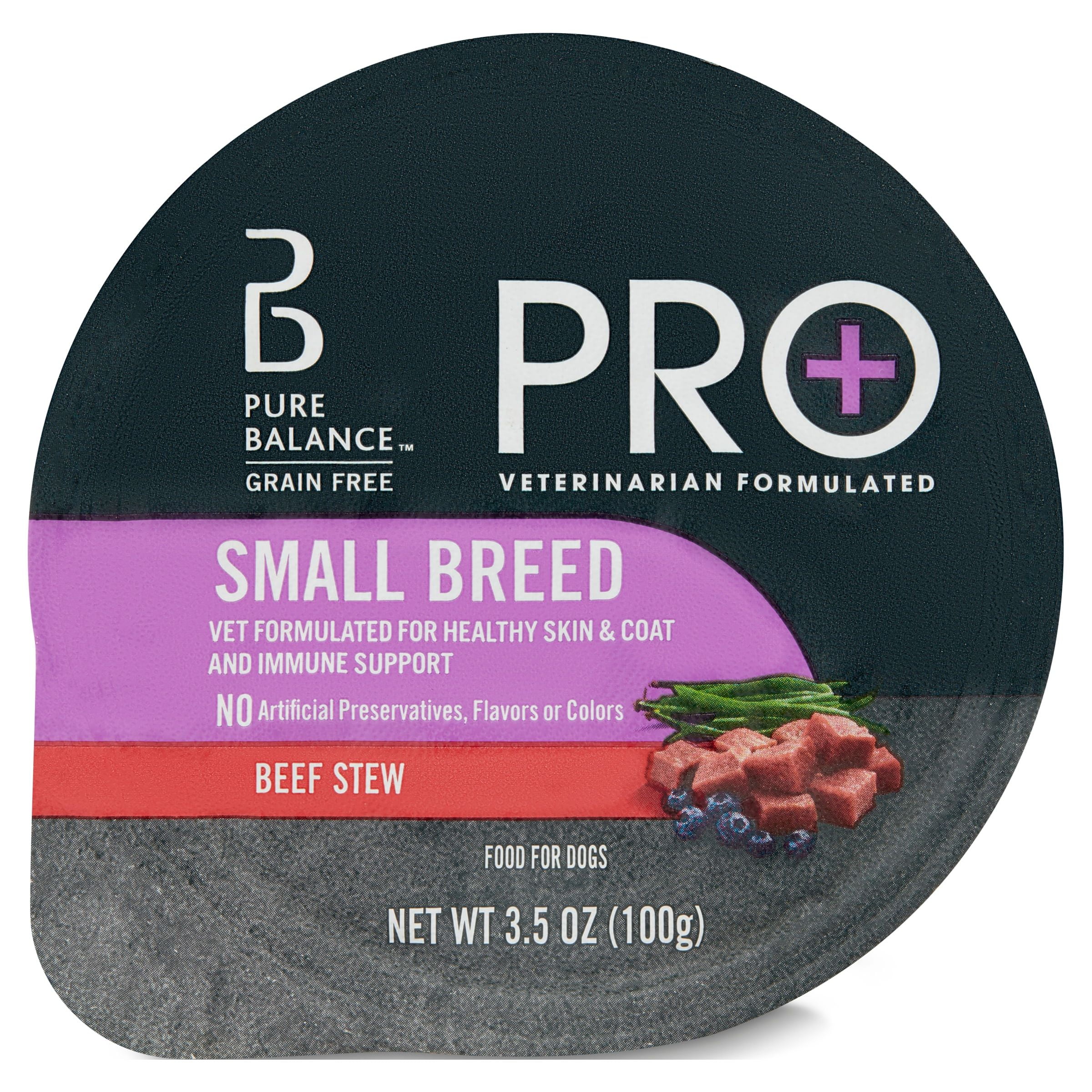 (3 pack) Pure Balance Pro+ Small Breed Beef Stew Wet Dog Food, 3.5 oz Cup