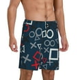 thumbnail image 2 of Kdxio Navy Blue Geometric Print Mens Sleep Shorts Bottoms Soft Comfy Pajama Wear Pants with Drawstring Pockets, 2 of 7