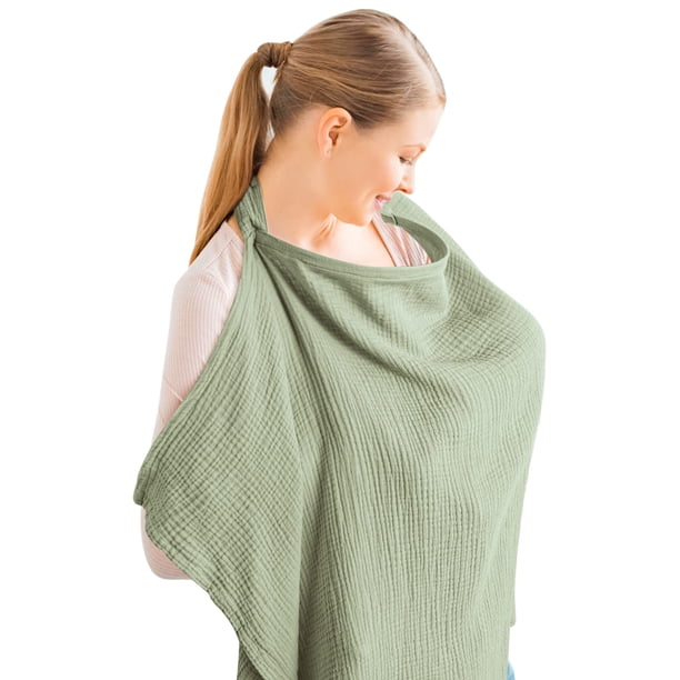 Funda de lactancia Konssy Muslin, 100% algodón, color salvia