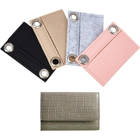 1set 4 colors Purse Felt Insert Organizer Mini Handbag Insert Liner Felt Envelope bag Tote bag in bag Inner with Eyelet for Clutch Crossbody Conversion Kit 3.3x2.1 Inch
