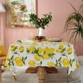 thumbnail image 3 of Vinyl Tablecloth with Flannel Backing, Waterproof, Oil Resistant, Rectangular, PVC, Stain Resistant, Indoor/Outdoor Washable, for Picnic, BBQ and Dining Table (Lemon, 21" x 78", 7 inche, 3 of 5