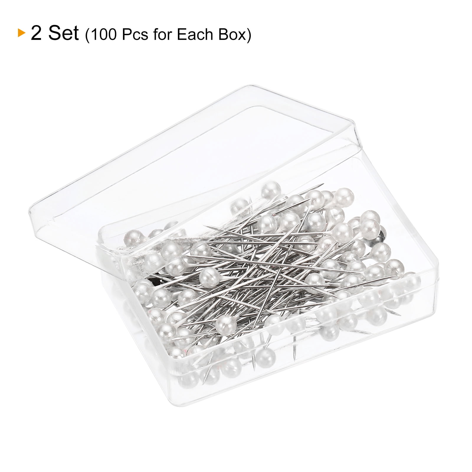 Unique Bargains Pearlized Sewing Pins Set Stainless Steel Ball Head Needle White 2 Sets