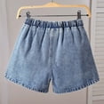 thumbnail image 6 of LRen Girls Jean Shorts 6-12Y Ripped Bermuda Jorts Y2K Baggy Straight Leg Denim Shorts with Elastic Waistband, 6 of 9