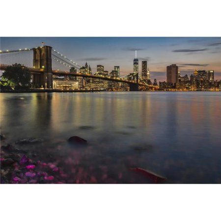 Lower Manhattan at Twilight with The Brooklyn Bridge Brooklyn Bridge Park Poster Print - 36 x 24 in. - Large