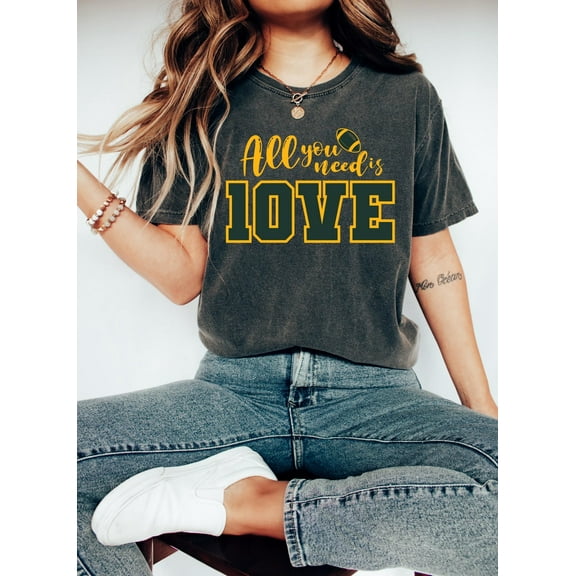 All You Need is Love Packers Comfort Colors Shirt, Unisex Shirt Gift For Her, All You Need Is Jordan Love Football Shirt, Gift For Her,Football Lover Shirt