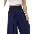 thumbnail image 3 of FASHIONWT Woven Front Slit Trousers Wide Leg Flowy Women Pants, 3 of 4