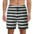 thumbnail image 2 of Picia Black And White Stripes pattern Mens Swim Trunks with Compression Liner Stretch Beach Shorts Quick Dry with Zipper Pockets No-Chafing Board Shorts-Small, 2 of 9