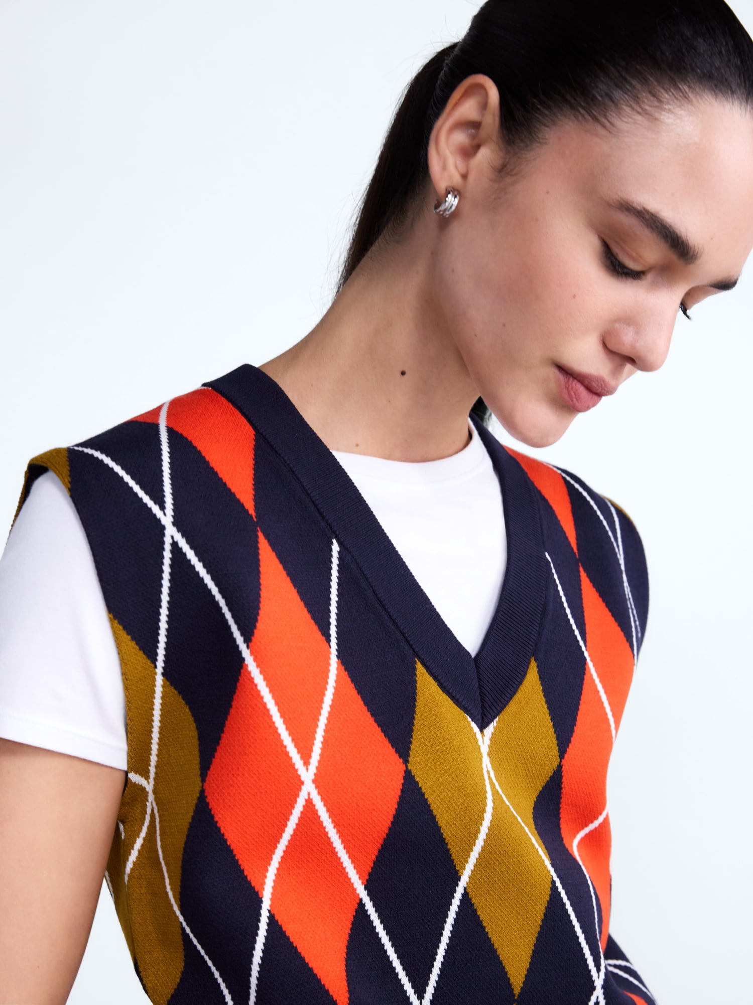 Free Assembly Women's Argyle V-Neck Sweater Vest, Sizes XS-XXL