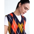 thumbnail image 4 of Free Assembly Women's and Women's Plus Argyle V-Neck Sweater Vest, Sizes XS-4X, 4 of 5