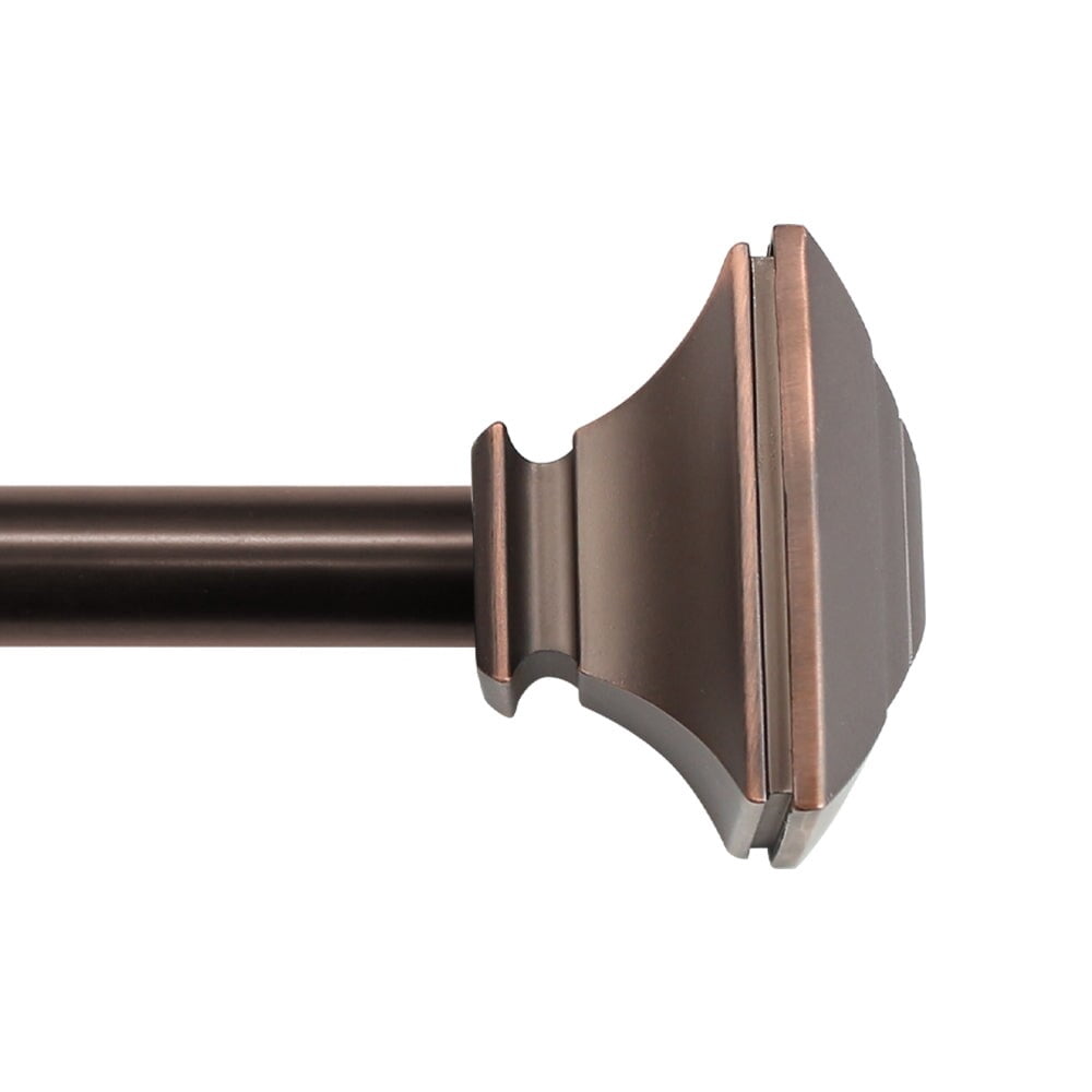 3/4" Drapery Single Curtain Rod Set with Square Finials_Oil Rubbed Bronze Brown - 36"-66"