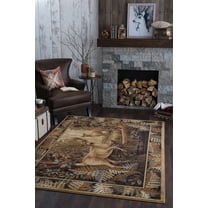 Nature Novelty 5' x 7' Beige and Brown Polypropylene Indoor Area Rug