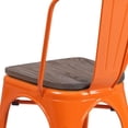 thumbnail image 3 of 4 Pk. Orange Metal Stackable Chair with Wood Seat, 3 of 9
