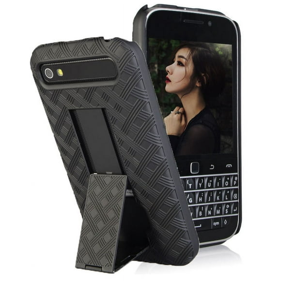 Case for BlackBerry Classic, Nakedcellphone Black Kickstand Slim Hard Shell Cover for BlackBerry Classic, Q20
