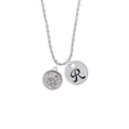 thumbnail image 2 of Delight Jewelry Silvertone Love Square - Round Seal Silvertone Script Initial Disc - R - Charm Necklace, 20"+3", 2 of 4