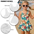 thumbnail image 4 of DISNIMO Girls' One Piece Swimsuits with Skirt Floral Print Skin-Friendly Breathable Swimwear for Kids Soft U Neck Swim Dress for 3-13 Years, 4 of 8