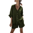 thumbnail image 6 of Neewe Women's Linen Shorts Sets 2 Piece Summer Short Sleeve Top and Shorts Sweatsuit Set Daily Outfits, 6 of 8
