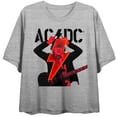 thumbnail image 5 of ACDC Angus Young Thunderbolt Logo Crew Neck Short Sleeve Athletic Heather Women's Crop Top-Large, 5 of 7