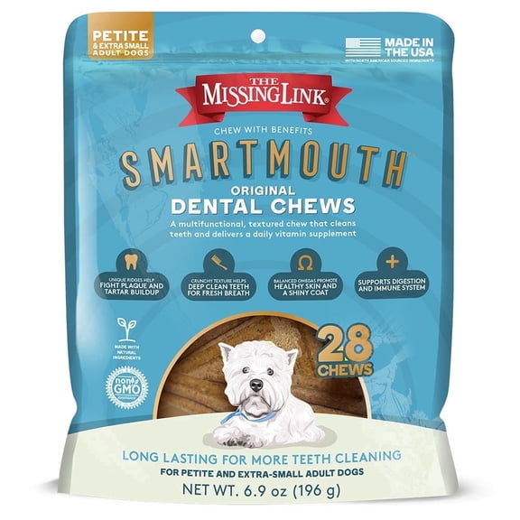 The Missing Link Smartmouth Dental Chews for Petite/XS Dogs 28ct