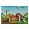 thumbnail image 2 of Dino Cutting Board, Cartoon Style Dinosaurs in a Dino Park Jungle Trees Wildlife Habitat Illustration, Decorative Tempered Glass Cutting and Serving Board, Large Size, Multicolor, by Ambesonne, 2 of 5