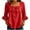 Red#38, variant on ZVAVZ Womens Bow Tie Square Neck Blouses Ruffle 3/4 Sleeve T-shirts Cotton Fashion Going Out Dressy Tee Shirts Red S
