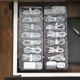 thumbnail image 2 of The transparent plastic Data Cable Storage Box household cable MobilePhone Charger Charging Cable Finishing Box Divided Grid Box, 2 of 6