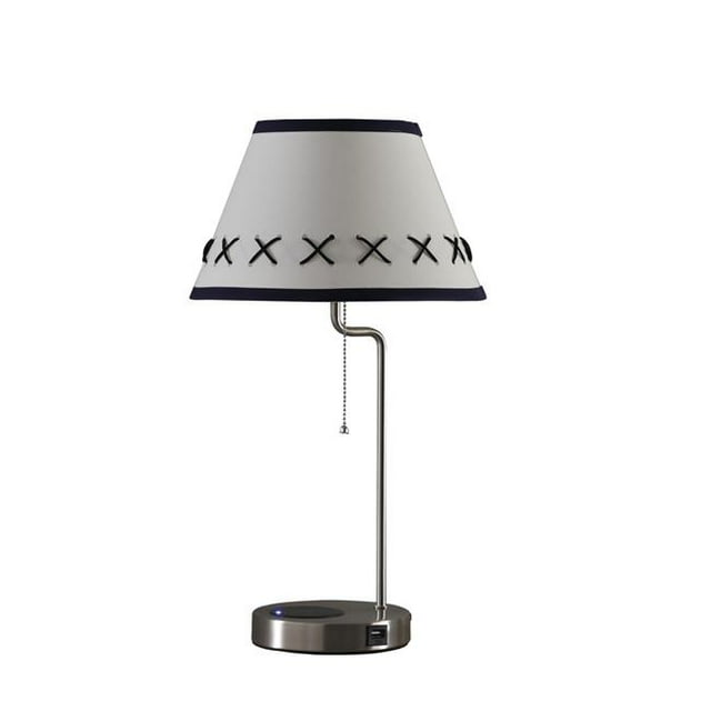 Benzara BM240339 Lampe de Table 63 Po. avec Charge Sans Fil et Port USB, Argent