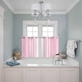 thumbnail image 3 of 2 Panels Kitchen Tier Curtains 39 Inch Length, Pink White Stripe Grommets Window Treatment Curtain, Modern Rustic Vertical Striped Thermal Curtains Drapes for Living Room/Bathroom, 3 of 9