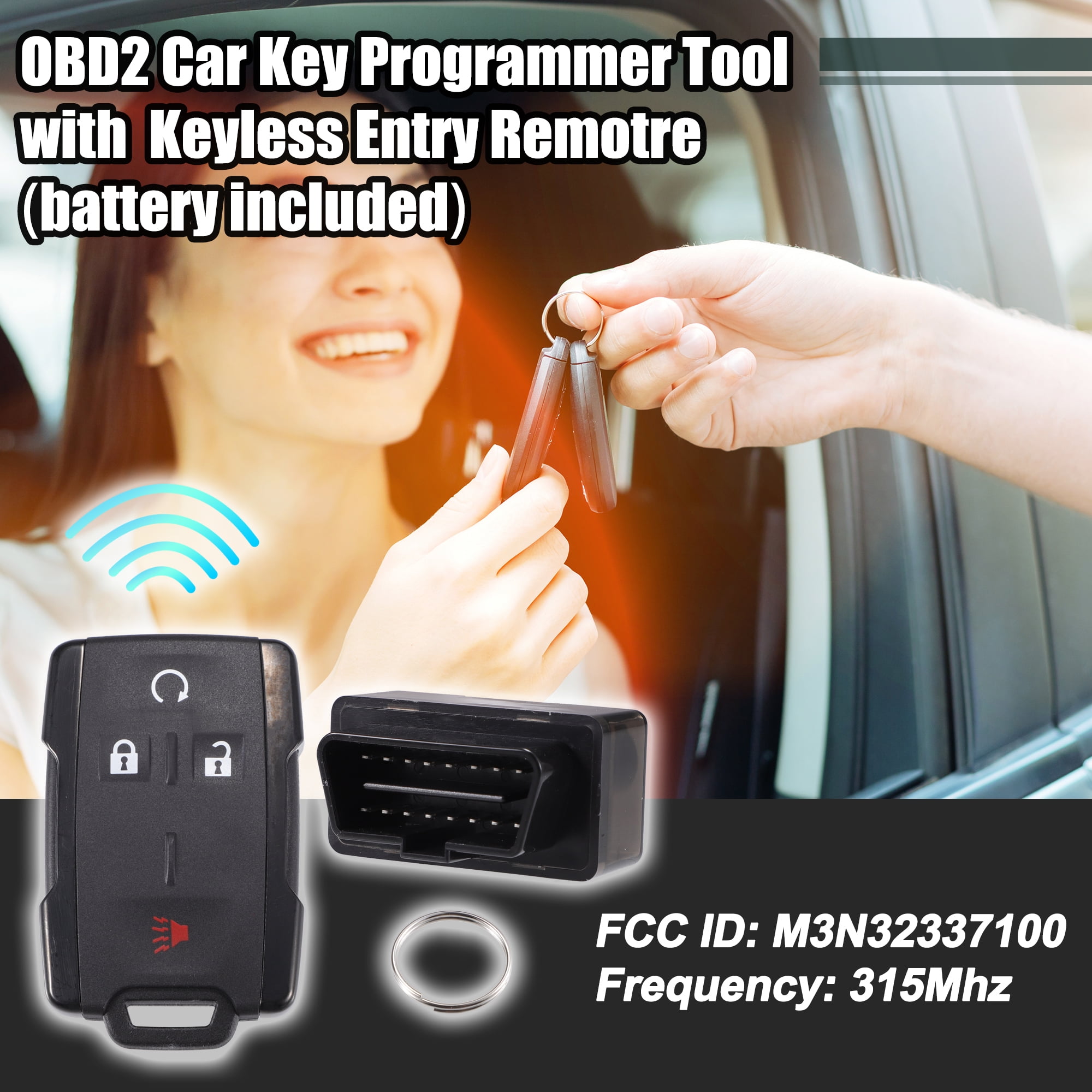 Unique Bargains 1 Set M3N32337100 315Mhz OBD2 Key Programmer Tool with Keyless Entry Remote Key Fob for GMC Canyon 15-21