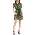 thumbnail image 2 of INSPIRE CHIC Robe Chemise à Manches Courtes avec Ceinture et Col Contrasté pour Femmes P Vert, 2 of 6