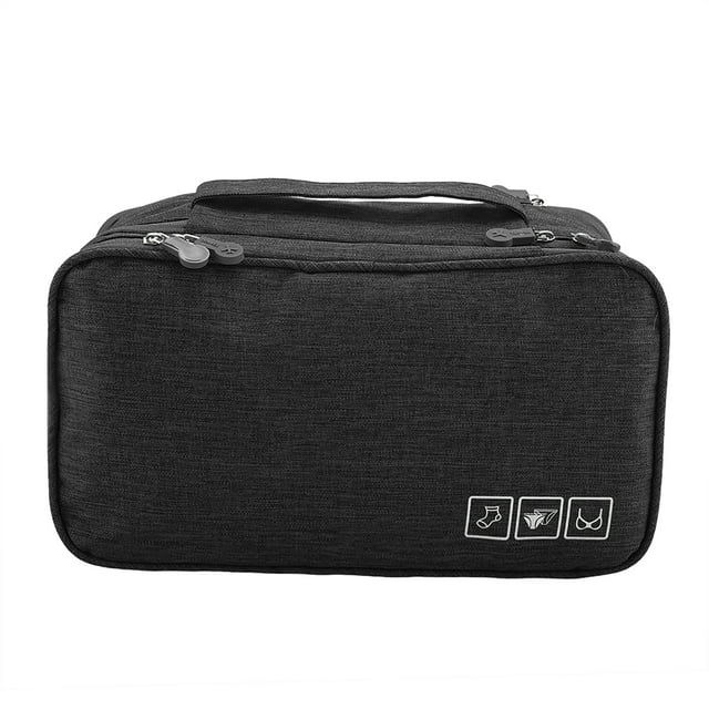 Organizador de almacenamiento de viaje portátil ropa interior impermeable sujetador calcetines bolsa estuche USB (negro)