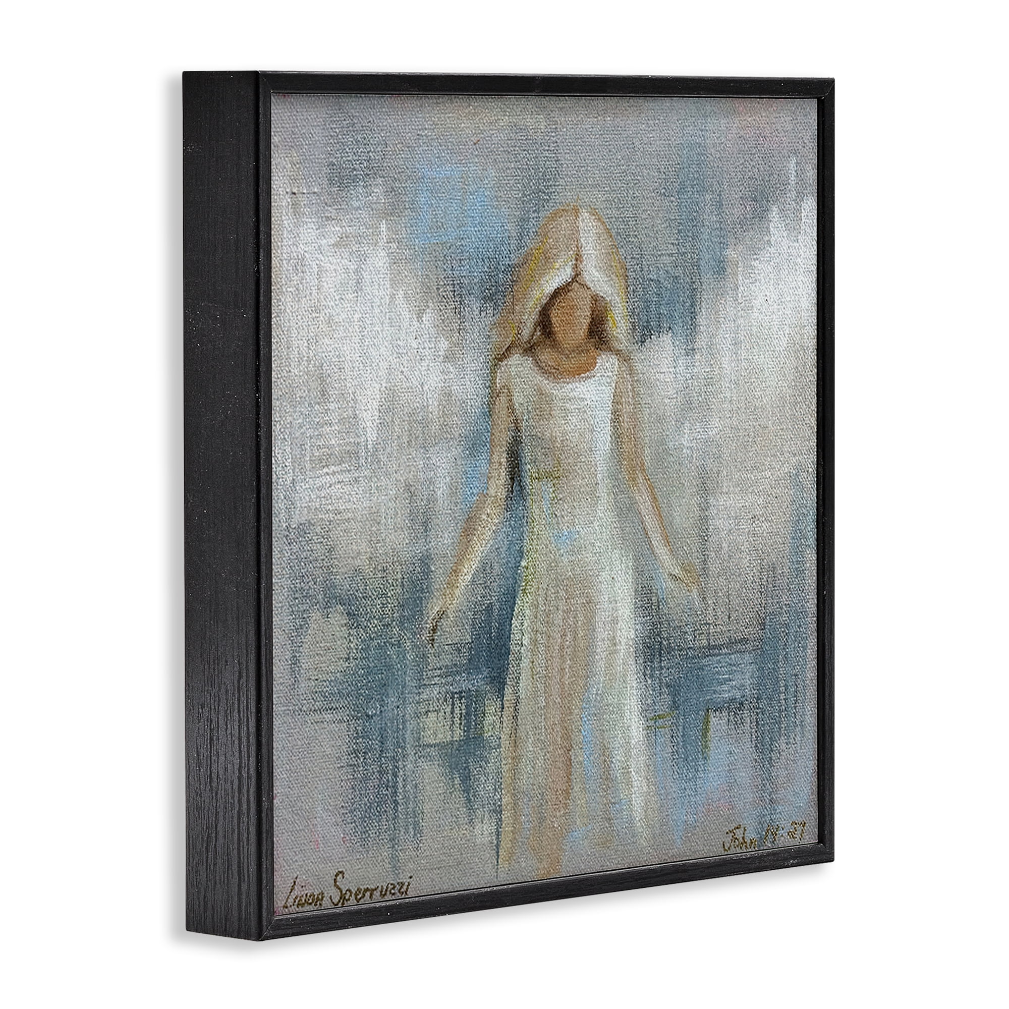 Stupell Industries Ethereal Peace Angel Black Framed Giclee Art, design by Linda Sperruzzi